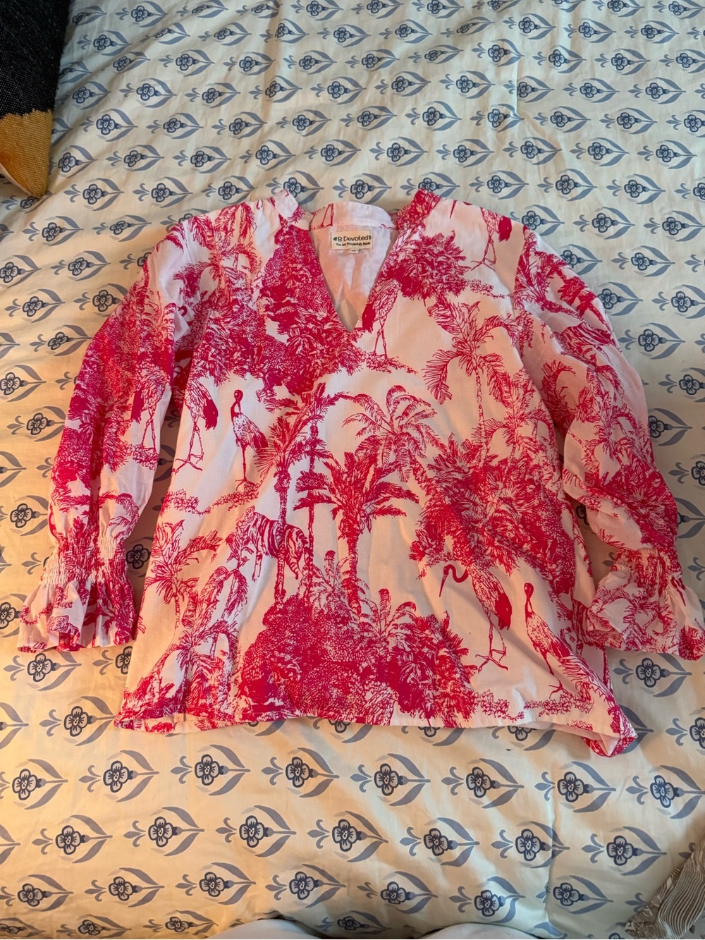 Hot Pink Tropical V-Neck Tunic